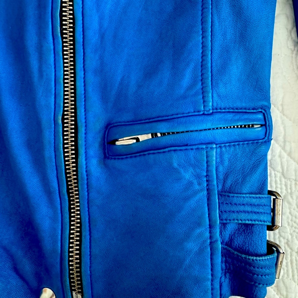 🔥 IRO Blue Leather Biker Jacket 🔥 - Picture 6 of 16